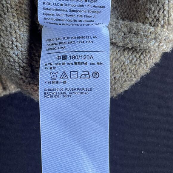 Old Navy Sweater Mens Extra Large Brown Fairisle Pullover Crew Knit Geometric XL - Picture 7 of 10